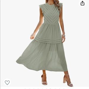 Swiss Dot Tierd Pleated Solid Long dress